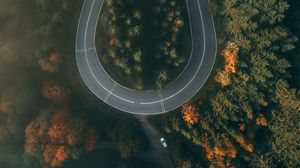 Preview wallpaper road, forest, aerial view, winding, turn