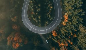 Preview wallpaper road, forest, aerial view, winding, turn