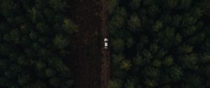 Preview wallpaper road, forest, car, aerial view
