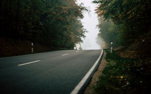 Preview wallpaper road, forest, fog, nature