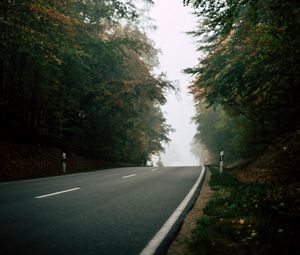 Preview wallpaper road, forest, fog, nature