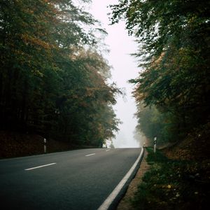 Preview wallpaper road, forest, fog, nature