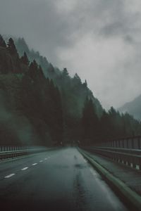 Preview wallpaper road, forest, fog, dark