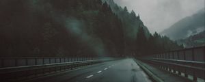 Preview wallpaper road, forest, fog, dark