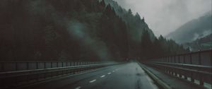 Preview wallpaper road, forest, fog, dark
