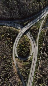 Preview wallpaper road, forest, junction, tangled, aerial view