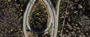 Preview wallpaper road, forest, junction, tangled, aerial view