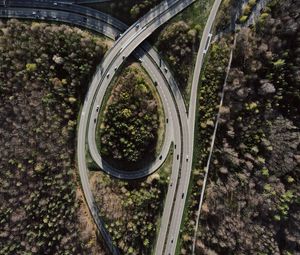 Preview wallpaper road, forest, junction, tangled, aerial view