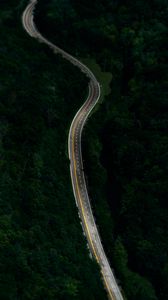 Preview wallpaper road, forest, marking, aerial view