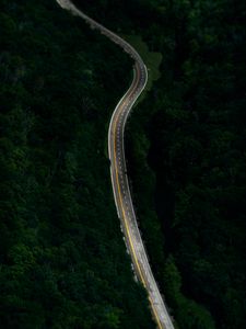 Preview wallpaper road, forest, marking, aerial view