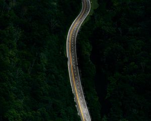 Preview wallpaper road, forest, marking, aerial view