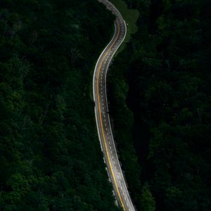 Preview wallpaper road, forest, marking, aerial view