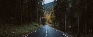 Preview wallpaper road, forest, mountain, turn, nature