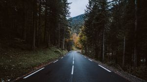 Preview wallpaper road, forest, mountain, turn, nature
