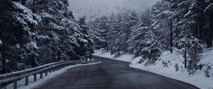 Preview wallpaper road, forest, trees, snow, winter, landscape