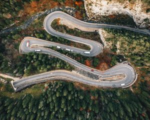 Preview wallpaper road, forest, winding, trees, romania