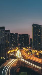 Preview wallpaper road, freezelight, buildings, lights, night