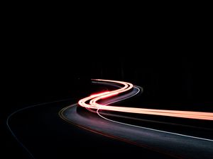 Preview wallpaper road, freezelight, darkness, turn