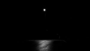 Preview wallpaper road, glow, lantern, bw