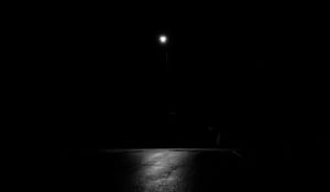 Preview wallpaper road, glow, lantern, bw