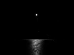Preview wallpaper road, glow, lantern, bw