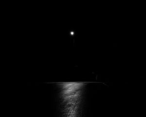 Preview wallpaper road, glow, lantern, bw