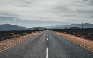 Preview wallpaper road, highway, asphalt, mountains, horizon