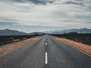 Preview wallpaper road, highway, asphalt, mountains, horizon