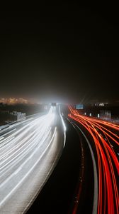 Preview wallpaper road, highway, lights, long exposure, dark