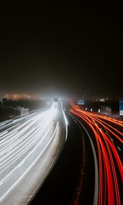 Preview wallpaper road, highway, lights, long exposure, dark