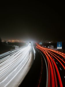 Preview wallpaper road, highway, lights, long exposure, dark