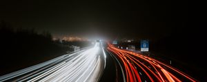 Preview wallpaper road, highway, lights, long exposure, dark