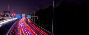 Preview wallpaper road, highway, night, lights, movement