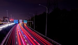 Preview wallpaper road, highway, night, lights, movement