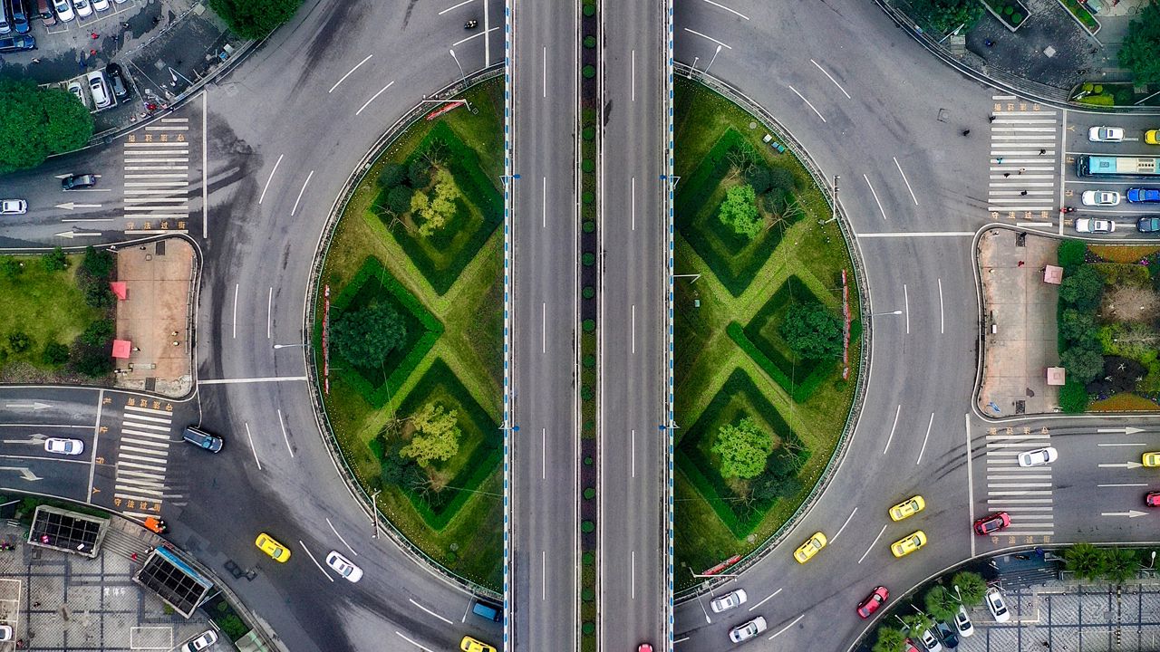 Wallpaper road, highway, top view, street