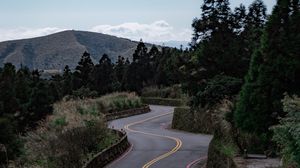 Preview wallpaper road, hill, trees, landscape