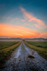 Preview wallpaper road, hills, distance, grass