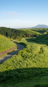 Preview wallpaper road, hills, grass, landscape