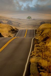 Preview wallpaper road, hills, marking, grass