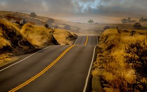 Preview wallpaper road, hills, marking, grass