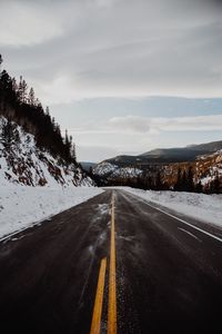 Preview wallpaper road, hills, marking, snow, snowy