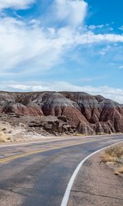 Preview wallpaper road, hills, mountains, relief, desert