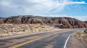 Preview wallpaper road, hills, mountains, relief, desert