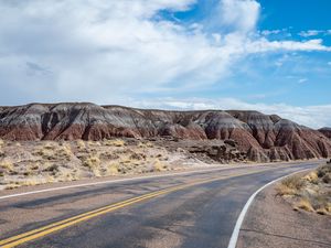 Preview wallpaper road, hills, mountains, relief, desert