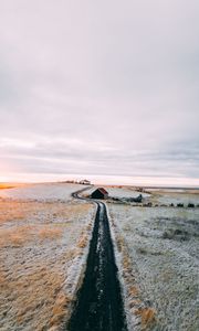 Preview wallpaper road, house, snow, solitude, silence