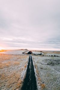 Preview wallpaper road, house, snow, solitude, silence