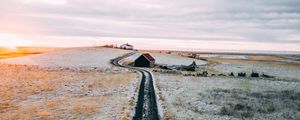 Preview wallpaper road, house, snow, solitude, silence