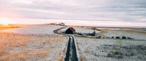 Preview wallpaper road, house, snow, solitude, silence