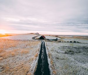 Preview wallpaper road, house, snow, solitude, silence