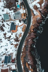 Preview wallpaper road, houses, roofs, aerial view